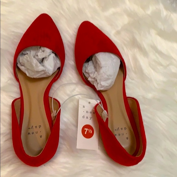 NEW! Sz 9 Red Exposed Side Flat Shoes… - Picture 4 of 4